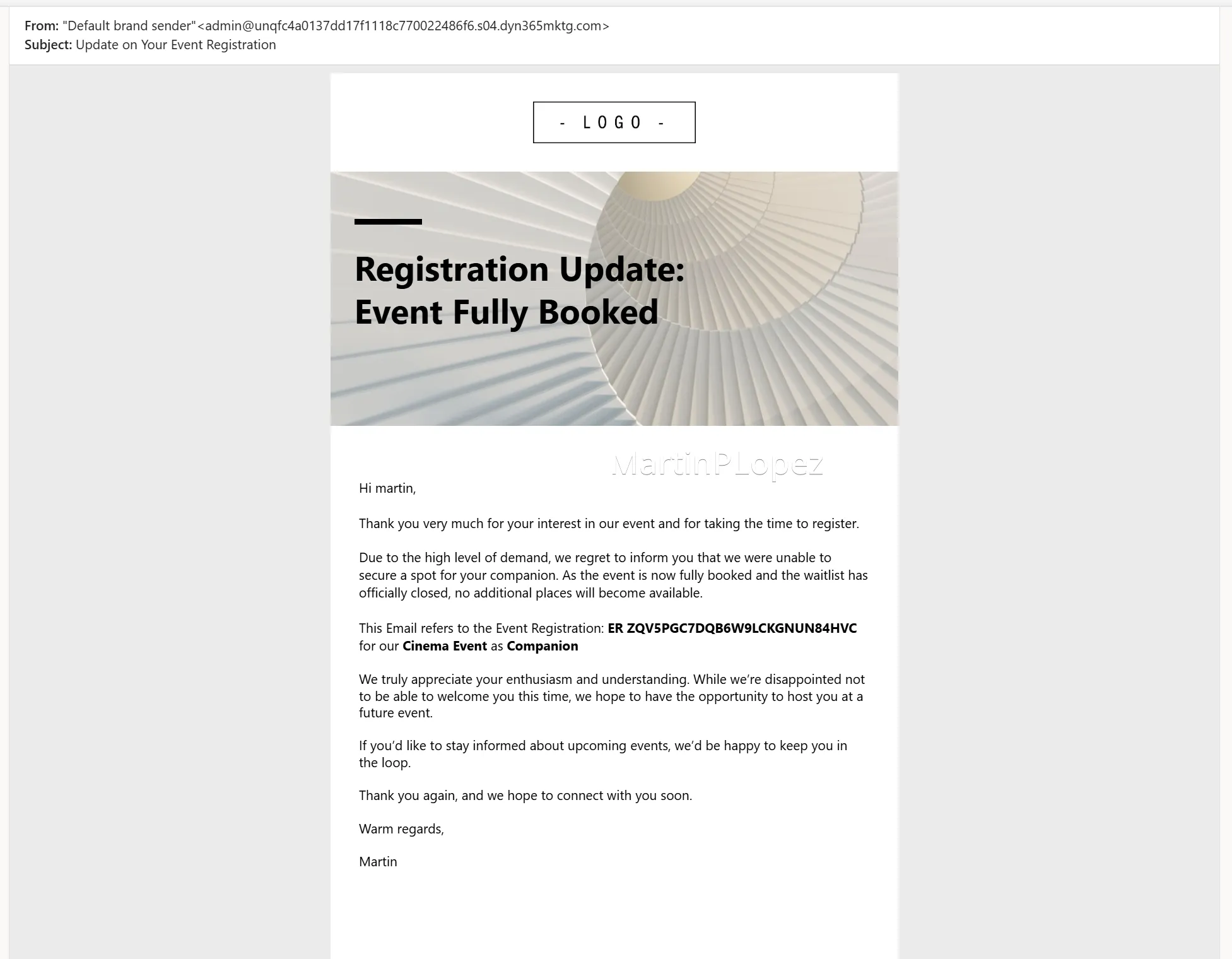 Email Finish Example