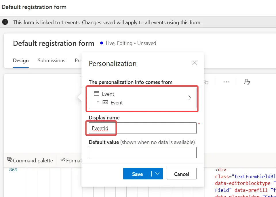Under Personalization, you can find the dynamic text