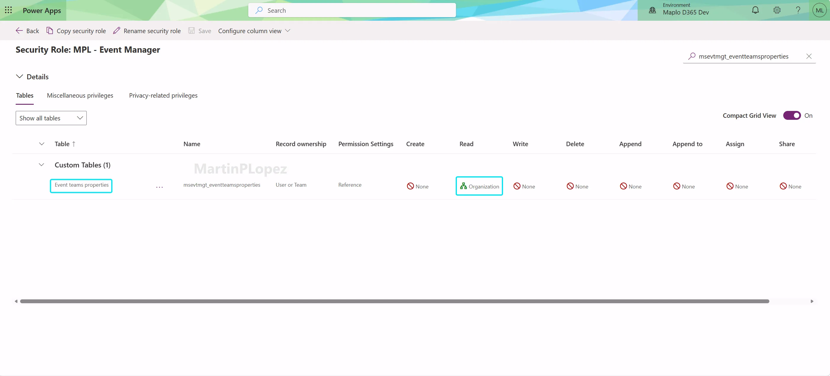 security role setup