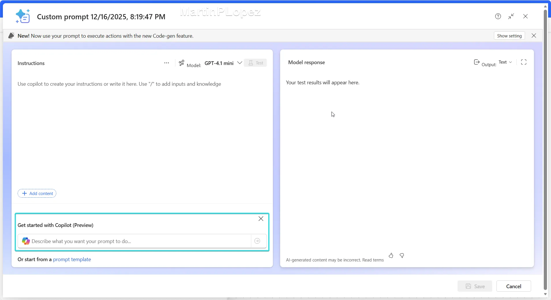 Editing a Custom Prompt
