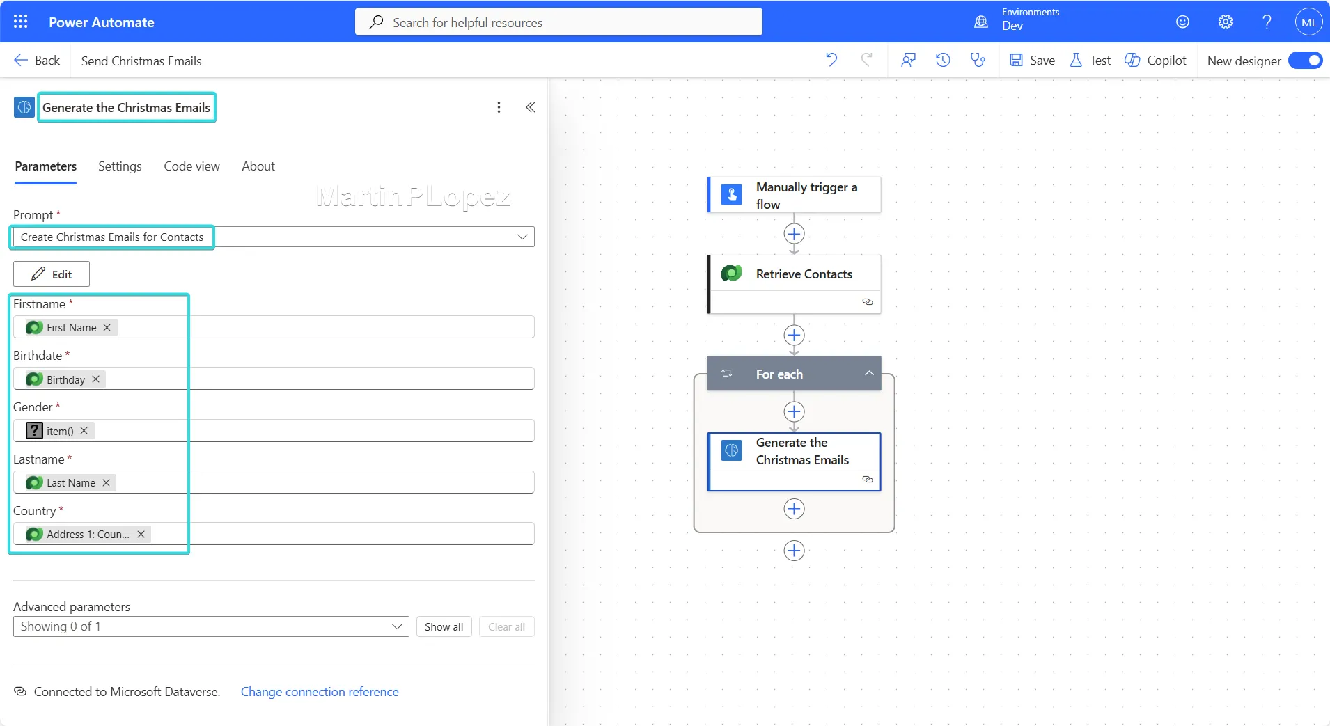 Mapping the variables with Dataverse