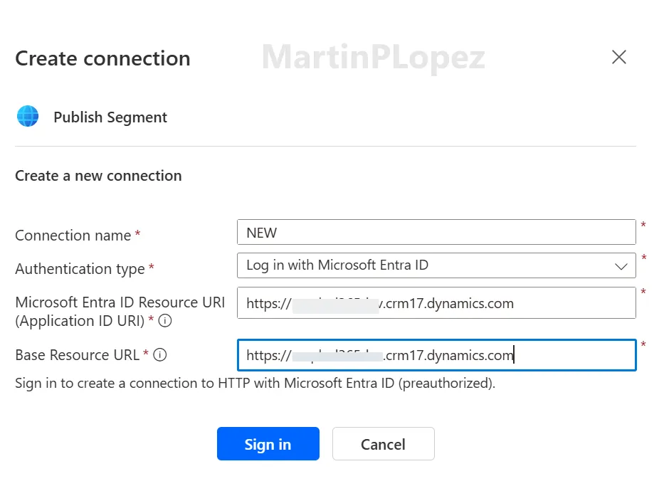 Creating the HTTP with Microsoft Entra ID connection