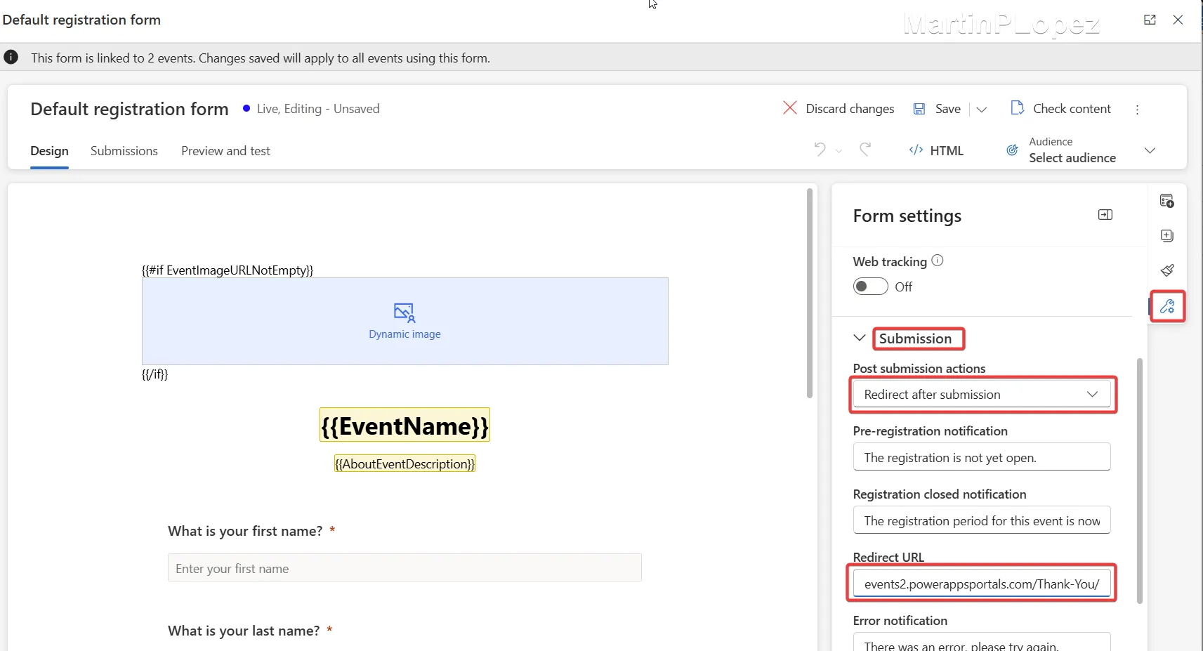 Edit Form in Customer Insights Journeys