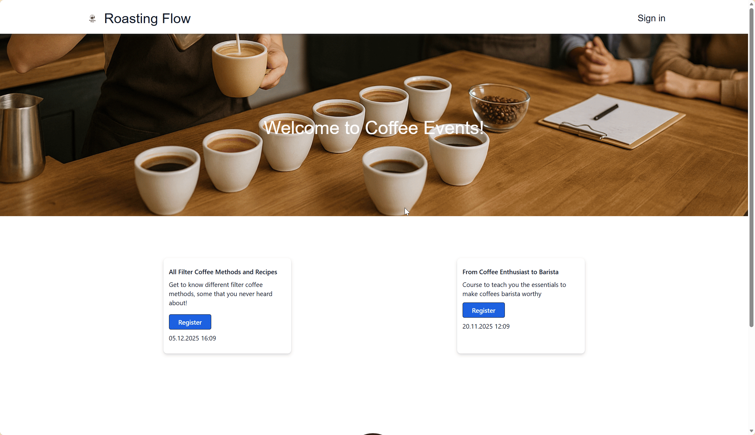 Responsive event page demo